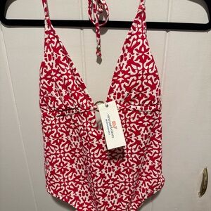 Vineyard Vines Red and White Halter One-Piece